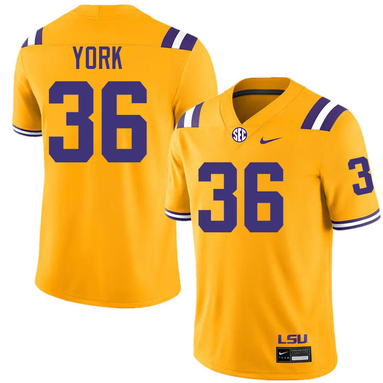 Cade York LSU Tigers Jersey,Louisiana State University Tigers Football Jersey-Gold